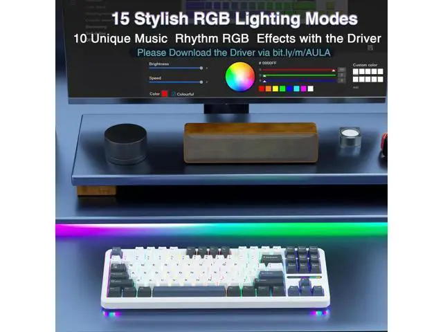 Alt view image 4 of 7 - F87 75% TKL Wireless Mechanical Keyboard, Tri-Mode 2.4G BT5.0 USB-C Hot Swappable Gaming Keyboard, Pre-lubed Greywood Switch RGB Backlit PBT Keycaps Creamy Typing Keyboard
