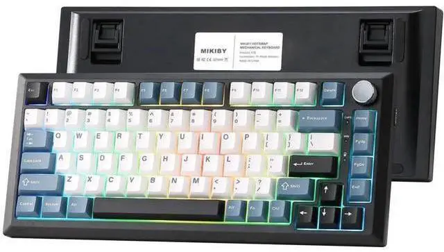 Main image of Y75 Gasket Tri-Mode Wireless Mechanical Keyboard,75% Hot Swappable Keyboard with Control Knob,Pre-lubed Milk Linear Switch,Doubleshot PBT Keycaps RGB Gaming Keyboard Black Blue