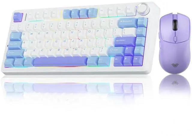 Main image of F75 75% Hot Swappable Mechanical Keyboard and SC580X Wireless Gaming Mouse Combo, Light Purple Wireless Keyboard Mouse Set