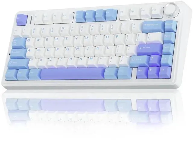 Alt view image 2 of 7 - F75 75% Hot Swappable Mechanical Keyboard and SC580X Wireless Gaming Mouse Combo, Light Purple Wireless Keyboard Mouse Set