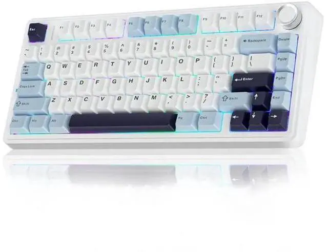 Main image of F75 75% Tri-Mode Wireless Mechanical Keyboard, Hot Swappable Gaming Keyboard with Pre-lubed Reaper Switch, RGB Backlit Creamy Typing Keyboard 2.4G BT5.0 Type-C White Blue
