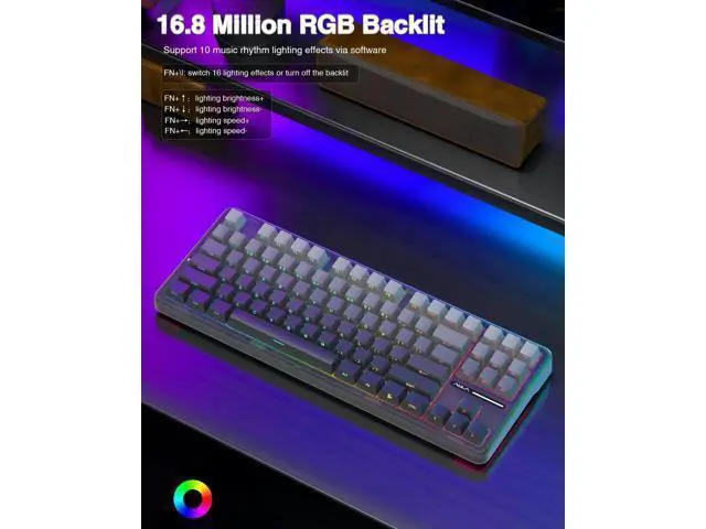 Alt view image 3 of 7 - F87 Pro 75% TKL Wireless Mechanical Keyboard, Tri-Mode BT5.0 2.4G USB-C Hot Swappable Gaming Keyboard, Pre-lubed Switch Side Printed PBT Keycaps RGB Backlit Custom Keyboard