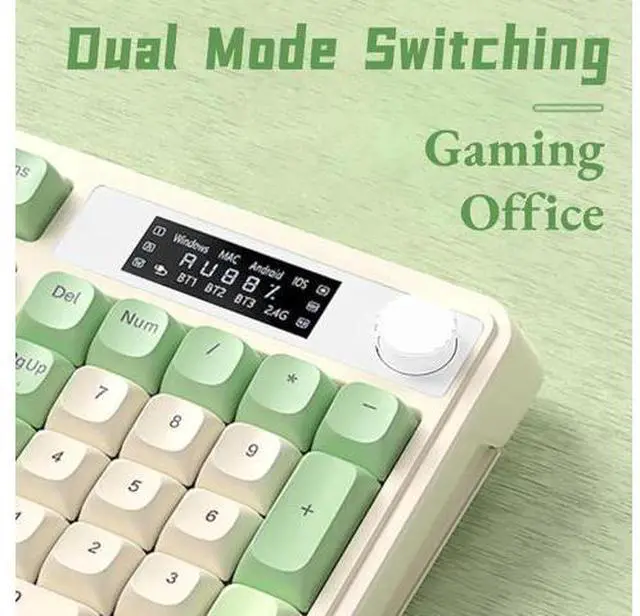 Alt view image 4 of 7 - S99 Pro Wireless Mechanical Keyboard With Smart Display Media Knob Tri-Mode BT 2.4G USB-C RGB Gaming Keyboard Numpad Macro Keys Creamy Typing Keyboard Green
