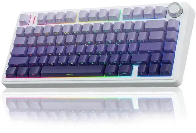Main image of F75 Pro Wireless Mechanical Keyboard, 75% Hot Swappable Gaming Keyboard, RGB Backlit Pre-lubed Linear Switch, Side Printed PBT Keycaps Gradient Purple Custom Keyboard