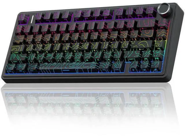 Main image of F75 Pro Wireless Mechanical Keyboard with Control Knob, 75% Layout Hot Swappable Gaming Keyboard, RGB Backlit Pre-lubed Switch Side Printed PBT Keycaps Creamy Sound Keyboard Line Black