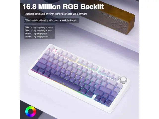 Alt view image 7 of 7 - F75 Pro Wireless Mechanical Keyboard, 75% Hot Swappable Gaming Keyboard, RGB Backlit Pre-lubed Linear Switch, Side Printed PBT Keycaps Gradient Purple Custom Keyboard