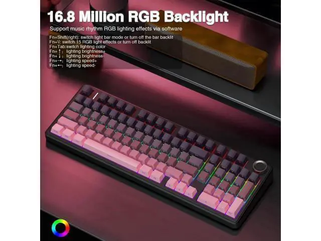 Alt view image 2 of 7 - F99 Pro Wireless Mechanical Keyboard with Control Knob, Tri-Mode BT5.0 2.4G USB-C Hot Swappable Gaming Keyboard, Gasket Structure Creamy Sound RGB Backlit Keyboard