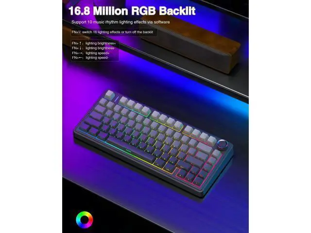 Alt view image 7 of 7 - F75 Pro 75% Tri-Mode Wireless Mechanical Keyboard, Hot Swappable Gaming Keyboard with Knob, Pre-lubed Reaper Switches, Side Printed PBT Keycaps, RGB Backlit Keyboard