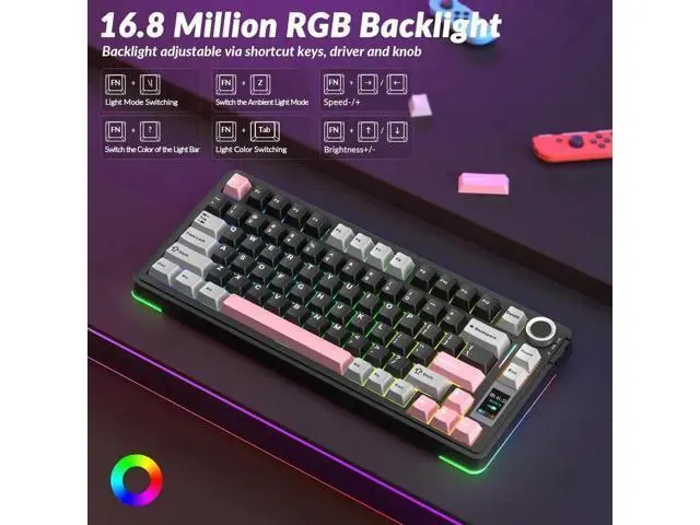Alt view image 5 of 7 - S75 PRO Wireless Mechanical Keyboard, 75% Hot Swappable Gaming Keyboard with Smart Display Screen & Volume Knob, Pre-lubed Switches, PBT Keycaps, RGB Backlit Creamy Sound Keyboard for PC Gamers