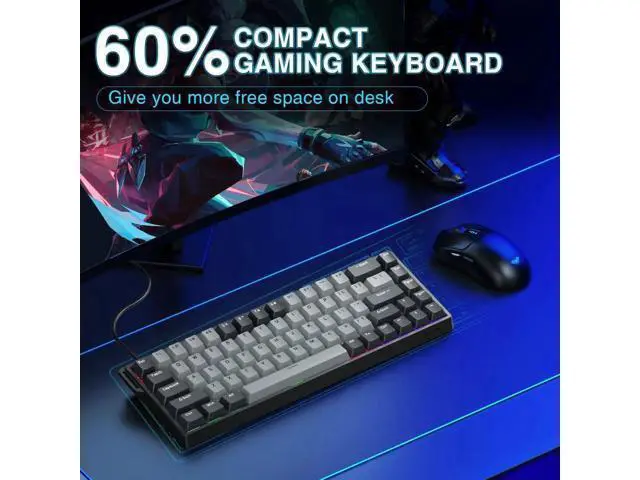 Alt view image 3 of 7 - WIN68 HE PRO 60% Wired Hall Effect Gaming Keyboard, Magnetic Switch Keyboard with Adjustable Actuation, Fast Trigger, 8KHz Polling Rate, RGB Backlit Compact Keyboard