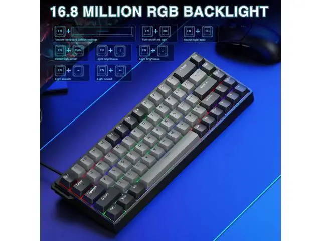 Alt view image 6 of 7 - WIN68 HE PRO 60% Wired Hall Effect Gaming Keyboard, Magnetic Switch Keyboard with Adjustable Actuation, Fast Trigger, 8KHz Polling Rate, RGB Backlit Compact Keyboard