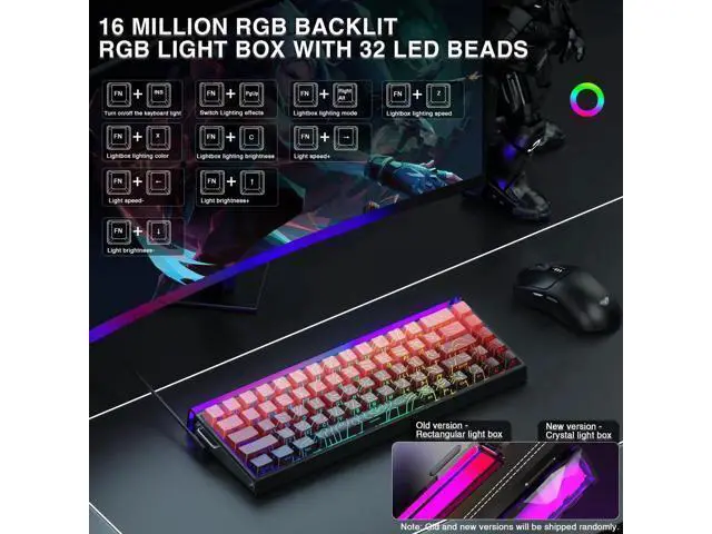 Alt view image 4 of 7 - Hero 68 HE 60% Wired Gaming Keyboard, Hall Effect Magnetic Switch Keyboard, 8K Hz Polling Rate, Side Printed PBT Keycaps, RGB Light Box Custom Software Keyboard for PC Mac