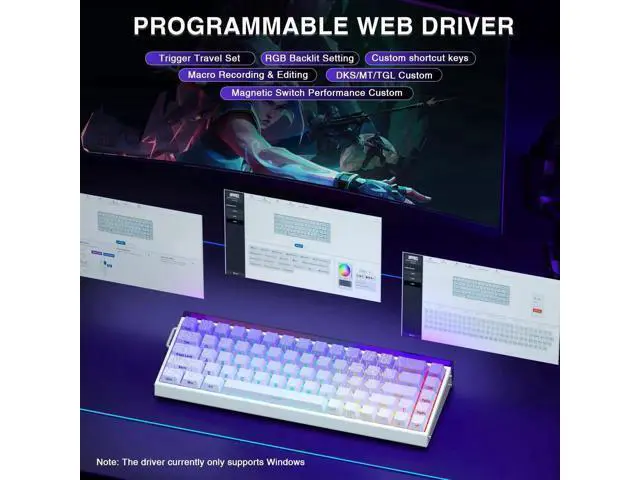 Alt view image 5 of 7 - Hero 68 HE 60% Wired Hall Effect Gaming Keyboard, Magnetic Switch Keyboard Adjustable Actuation Fast Trigger 8KHz Polling Rate Low Latency Side Printed PBT Keycaps RGB Backlit Keyboard