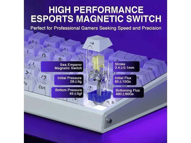 Alt view image 7 of 7 - Hero 68 HE 60% Wired Hall Effect Gaming Keyboard, Magnetic Switch Keyboard Adjustable Actuation Fast Trigger 8KHz Polling Rate Low Latency Side Printed PBT Keycaps RGB Backlit Keyboard