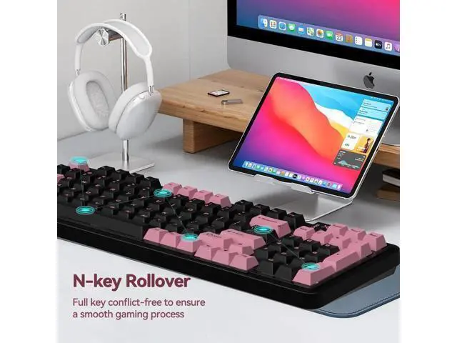 Alt view image 3 of 7 - 98Pro Tri-Mode Wireless Mechanical Keyboard,97 Keys Gasket Hot Swappable Gaming Keyboard Linear Switch RGB Backlit Compatible With Win Mac Black Pink
