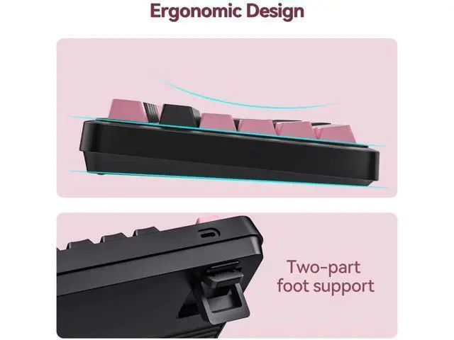 Alt view image 7 of 7 - 98Pro Tri-Mode Wireless Mechanical Keyboard,97 Keys Gasket Hot Swappable Gaming Keyboard Linear Switch RGB Backlit Compatible With Win Mac Black Pink