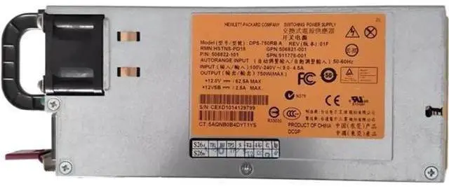 Main image of 511778-001 750W Server Power Supply for HP DL360 DL380 G6 G7 G8 | DPS-750RB A 506821-001 506822-101