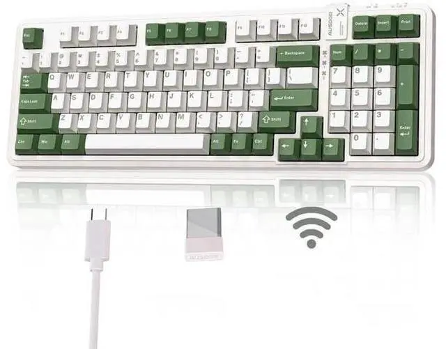 Main image of 98Pro Tri-Mode Wireless Mechanical Keyboard,97 Keys Gasket Hot Swappable Gaming Keyboard Linear Switch RGB Backlit Compatible With Win Mac Green White