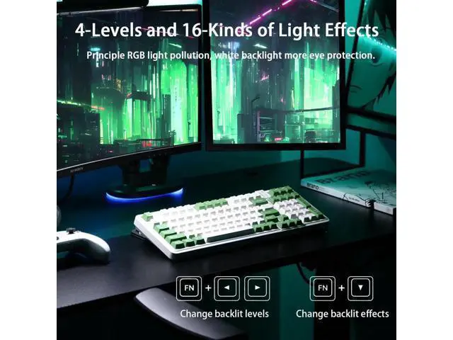Alt view image 4 of 7 - 98Pro Tri-Mode Wireless Mechanical Keyboard,97 Keys Gasket Hot Swappable Gaming Keyboard Linear Switch RGB Backlit Compatible With Win Mac Green White