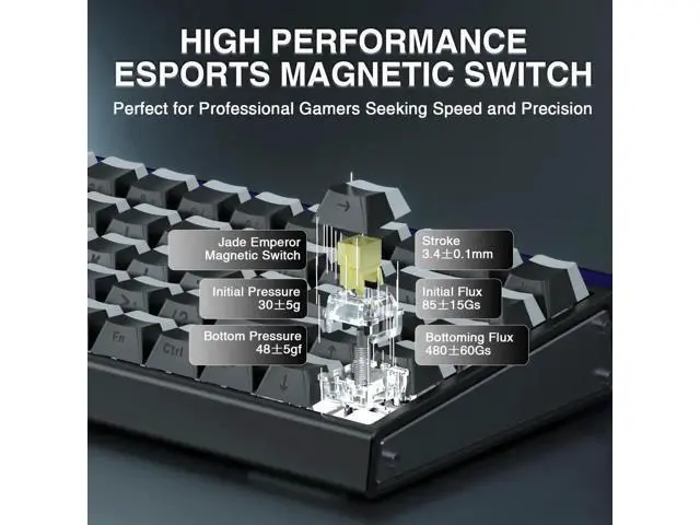 Alt view image 5 of 7 - Hero 68 HE 60% Wired Gaming Keyboard, Hall Effect Magnetic Switch Keyboard, 8KHz Polling Rate, Side Printed PBT Keycaps, RGB Light Box Custom Software Keyboard for PC Mac