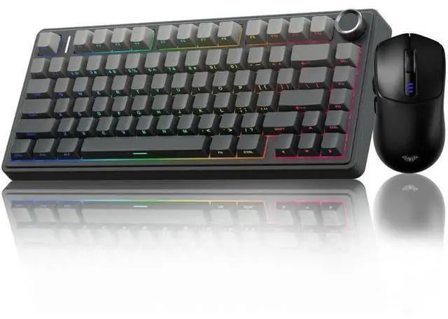 Main image of F75 Pro 75% Gasket Hot Swappable Wireless Mechanical Keyboard & SC580 Wireless Gaming Mouse Combo, Black Keyboard Mouse Set