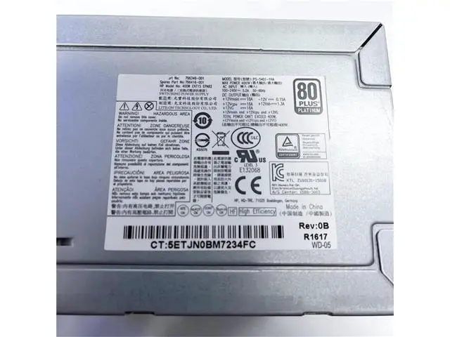 Alt view image 2 of 5 - 400W Power Supply for HP Z240 Workstation, Replacement for PCE009 PS-5401-1HA 796346-001 796416-001
