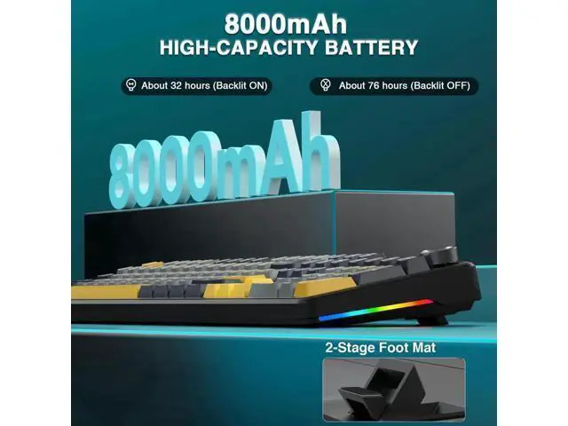 Alt view image 2 of 7 - F108 PRO 104 Keys Wireless Mechanical Keyboard with Screen & Knob, 8000mAh Battery Hot Swappable Gaming Keyboard, Pre-lubed Switch RGB Backlit PBT Keycaps Creamy Sound Keyboard
