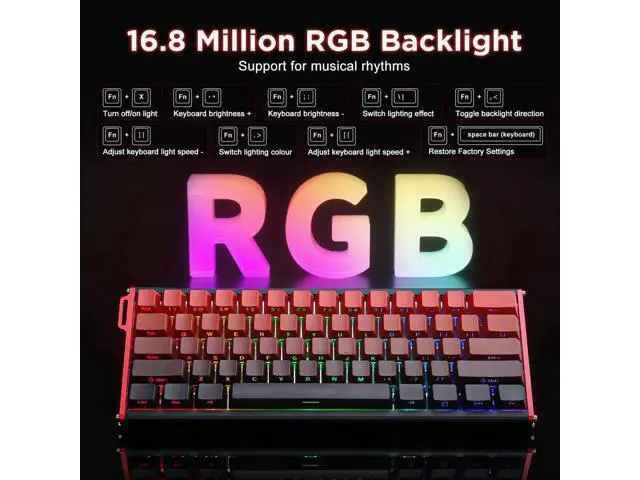 Alt view image 2 of 7 - Alux60 60% Wired Mechanical Gaming Keyboard Hall Effect Magnetic Switch Hot Swappable Rapid Trigger 8KHz Polling Rate RGB Compact Keyboard Compatible with Mac Windows Red
