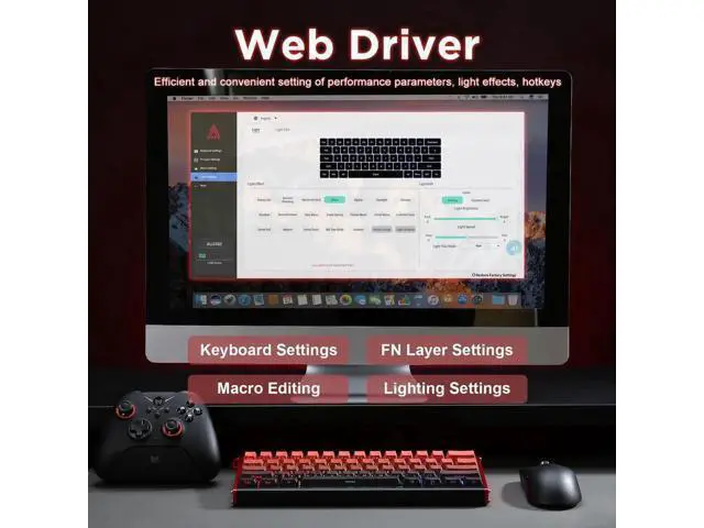 Alt view image 6 of 7 - Alux60 60% Wired Mechanical Gaming Keyboard Hall Effect Magnetic Switch Hot Swappable Rapid Trigger 8KHz Polling Rate RGB Compact Keyboard Compatible with Mac Windows Red
