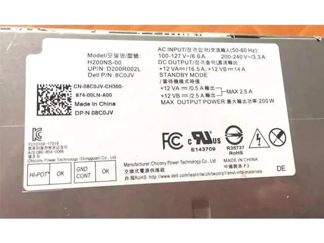Alt view image 3 of 4 - 200W Power Supply for Dell 3250 3252 3267 3268 3660 3667 3668 3669, Replacement for H200NS-00 D200AS-00 B200AS-00 6Pin+4Pin