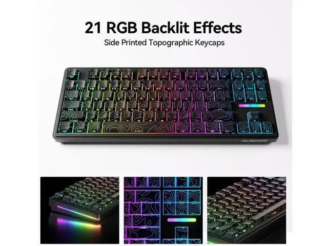 Alt view image 3 of 7 - Tri-Mode Wireless Mechanical Gaming Keyboard 10000mAh Large Battery BT5.3 2.4G USB-C Hot Swappable 15-Layer Gasket Structure RGB Side Printed PBT Keycaps Custom Keyboard