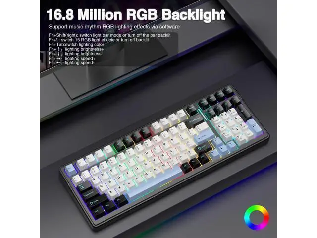 Alt view image 2 of 7 - F99 Tri-Mode Wireless Mechanical Keyboard BT5.0 2.4G USB-C Hot Swappable Pre-lubed Linear Switch RGB Backlit Gaming Keyboard Compatible with PC Tablet PS4 PS5 Xbox