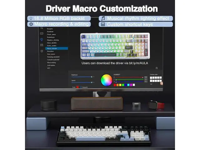 Alt view image 7 of 7 - F99 Tri-Mode Wireless Mechanical Keyboard BT5.0 2.4G USB-C Hot Swappable Pre-lubed Linear Switch RGB Backlit Gaming Keyboard Compatible with PC Tablet PS4 PS5 Xbox