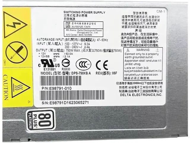 Alt view image 2 of 6 - DPS-750XB A 750W CRPS Switching Power Supply 80 Plus Platinum, E98791-010 E98791 Hot-Swap PSU for Server