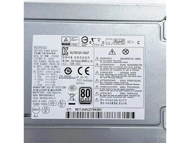 Alt view image 5 of 5 - 400W Power Supply for HP Z240 Workstation, Replacement for PCE009 PS-5401-1HA 796346-001 796416-001