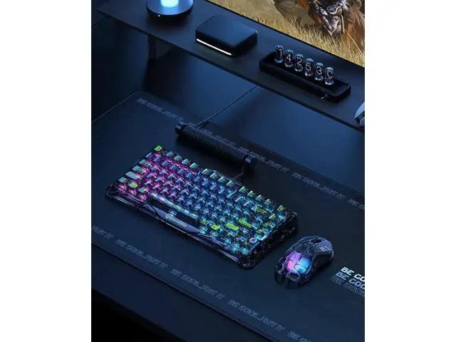 Alt view image 2 of 7 - Mercury K1 Lite 75% Tri-Mode Wireless Mechanical Keyboard, Gasket Hot Swappable Keyboard with Pre-lubed Linear Switches, RGB Backlit Transparent Black