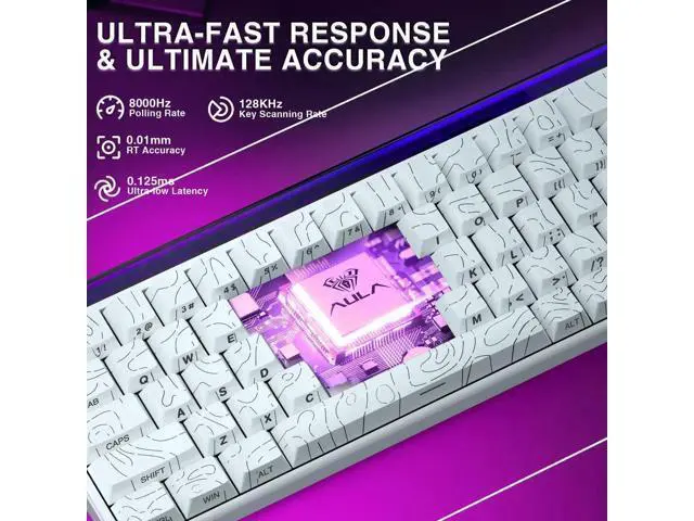 Alt view image 3 of 7 - Hero 68 HE 60% Wired Hall Effect Gaming Keyboard, 8KHz Polling Rate Side Printed PBT Keycaps RGB Backlit Keyboard with Custom Web Software for PC Mac Gamers