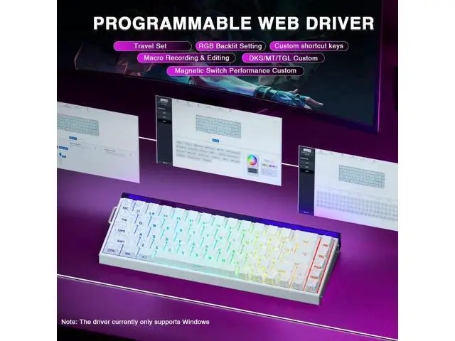 Alt view image 4 of 7 - Hero 68 HE 60% Wired Hall Effect Gaming Keyboard, 8KHz Polling Rate Side Printed PBT Keycaps RGB Backlit Keyboard with Custom Web Software for PC Mac Gamers