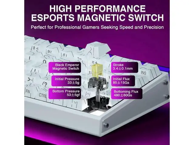 Alt view image 5 of 7 - Hero 68 HE 60% Wired Hall Effect Gaming Keyboard, 8KHz Polling Rate Side Printed PBT Keycaps RGB Backlit Keyboard with Custom Web Software for PC Mac Gamers
