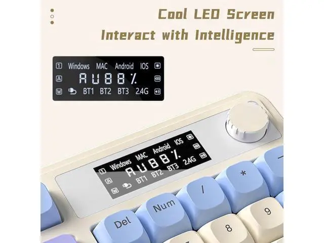 Alt view image 6 of 7 - S99 Pro Tri-Mode Wireless Gaming Keyboard With Smart Display Media Knob Numpad Creamy Typing RGB Backlit Custom Keyboard Purple Compatible with Mac Xbox PC