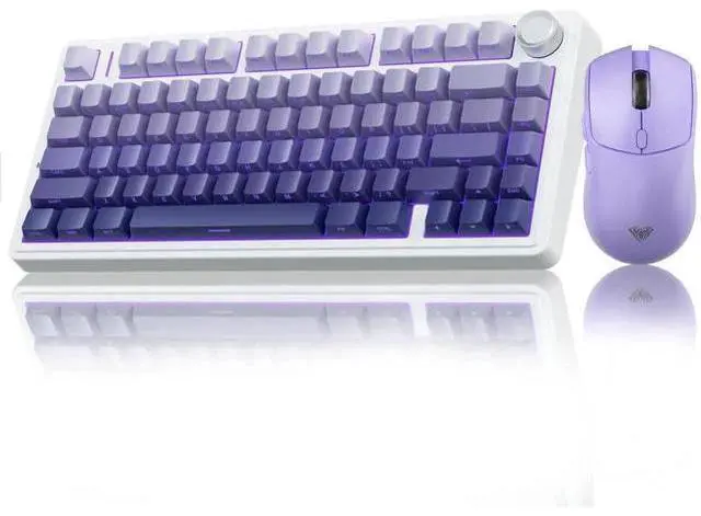 Main image of F75 Pro 75% Gasket Hot Swappable Wireless Keyboard SC580X Gaming Mouse Combo Light Purple