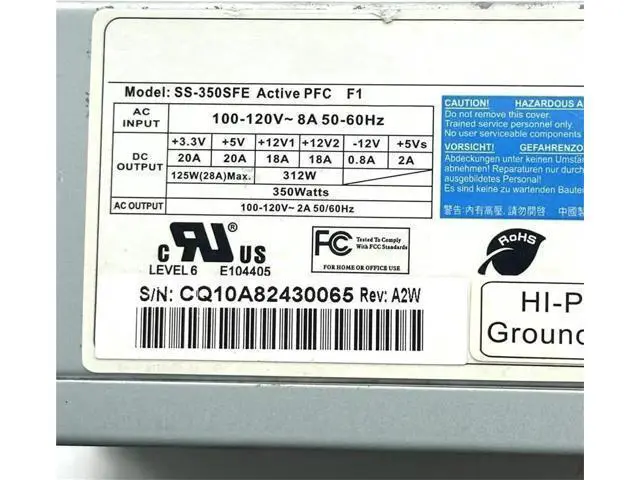 Alt view image 5 of 5 - 350W SFX Power Supply, Replacement for SS-350SFE, 20+4 Pin SATA Floppy 4 Pin Molex Compact PSU