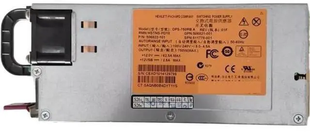 Main image of 750W Hot-Swap Server Power Supply for HP DL360 DL380 G6 G7 G8, Replacement for 511778-001 DPS-750RB A 506821-001 506822-101