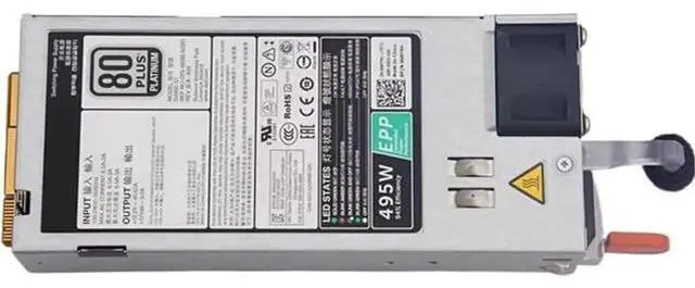 Main image of 495W Hot-Plug Server Power Supply (1-Pack), Replacement for Dell D495E-S0/S1 F495E-S0 02FR04 0N24MJ 09338D, Compatible with PowerEdge R530 R630 R730 R730XD T430 T630, 100-240V 80+ Platinum