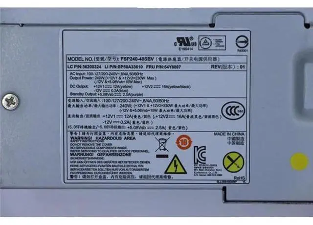 Alt view image 3 of 3 - 240W SFF Power Supply for Lenovo H3050 H5050 ThinkCentre M82 M92P, Replacement for PCB020 54Y8849 HK340-72FP 54Y8901 PS-4241-01 FSP240-40SBV 54Y8897