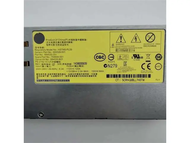 Alt view image 6 of 6 - 1500W Platinum Hot-Swap Server PSU for HP DL580 DL560 G9 | 684529-001 704604-001 684532-B21 HSTNS-PL33