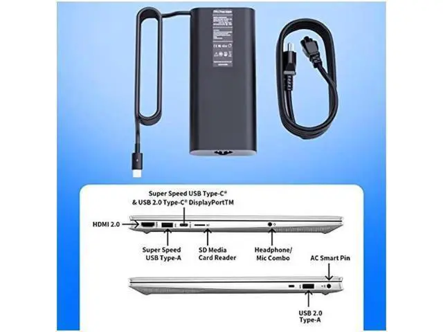 Alt view image 4 of 5 - 130W USB-C AC Charger Adapter, Replacement for Dell Precision 5530, XPS 15 9575 2-in-1 9570 9500, XPS 17 9700, Type C Power Supply Charger Cord
