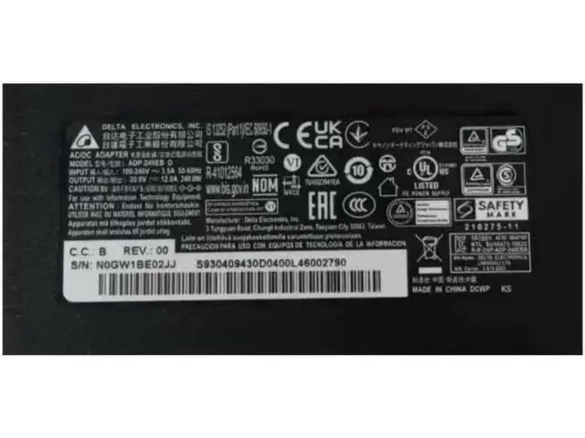 Alt view image 2 of 2 - 240W 20V 12A AC Adapter, 4.5x3.0mm Delta ADP-240EB D Replacement Laptop Charger Power Supply for MSI Gaming Notebook