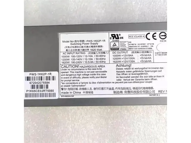 Alt view image 2 of 3 - 1pc PWS-1K62P-1R 1620W 1U Redundant Power Supply Unit PSU