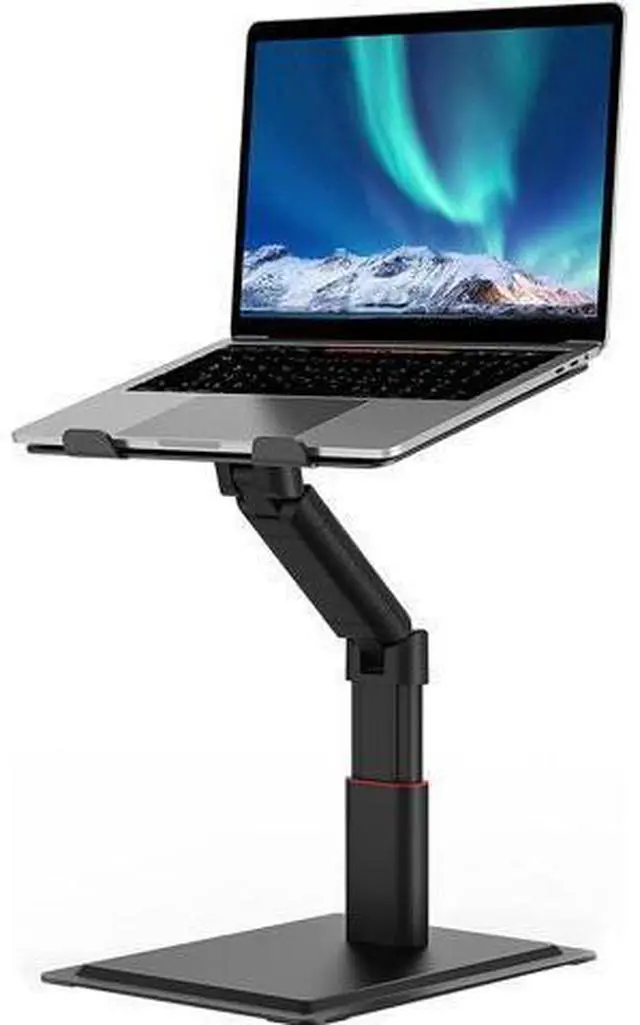 Main image of Laptop Stand for Desk, Adjustable Height Multi-Angle for Sit to Stand Working, Ergonomic Metal Riser with Stable Heavy Base, Large Holder for 10 to 17.3 Inches Notebook PC Computer, Black